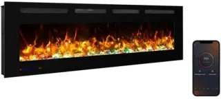 Elektrische open haard wandhaard inbouwhaard 107 cm zwart