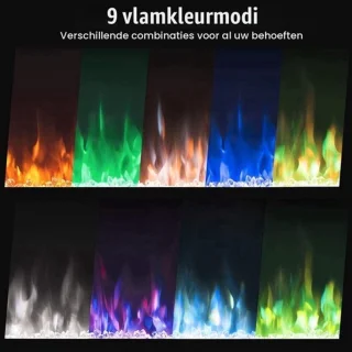 Elektrische open haard wandmontage - 102 cm zwart - metaal en glas
