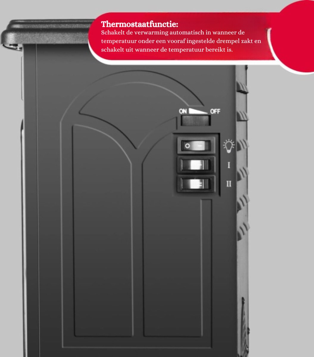 Elektrische Openhaard 102 cm Wand- en Vrijstaand Model 900/1800 W
