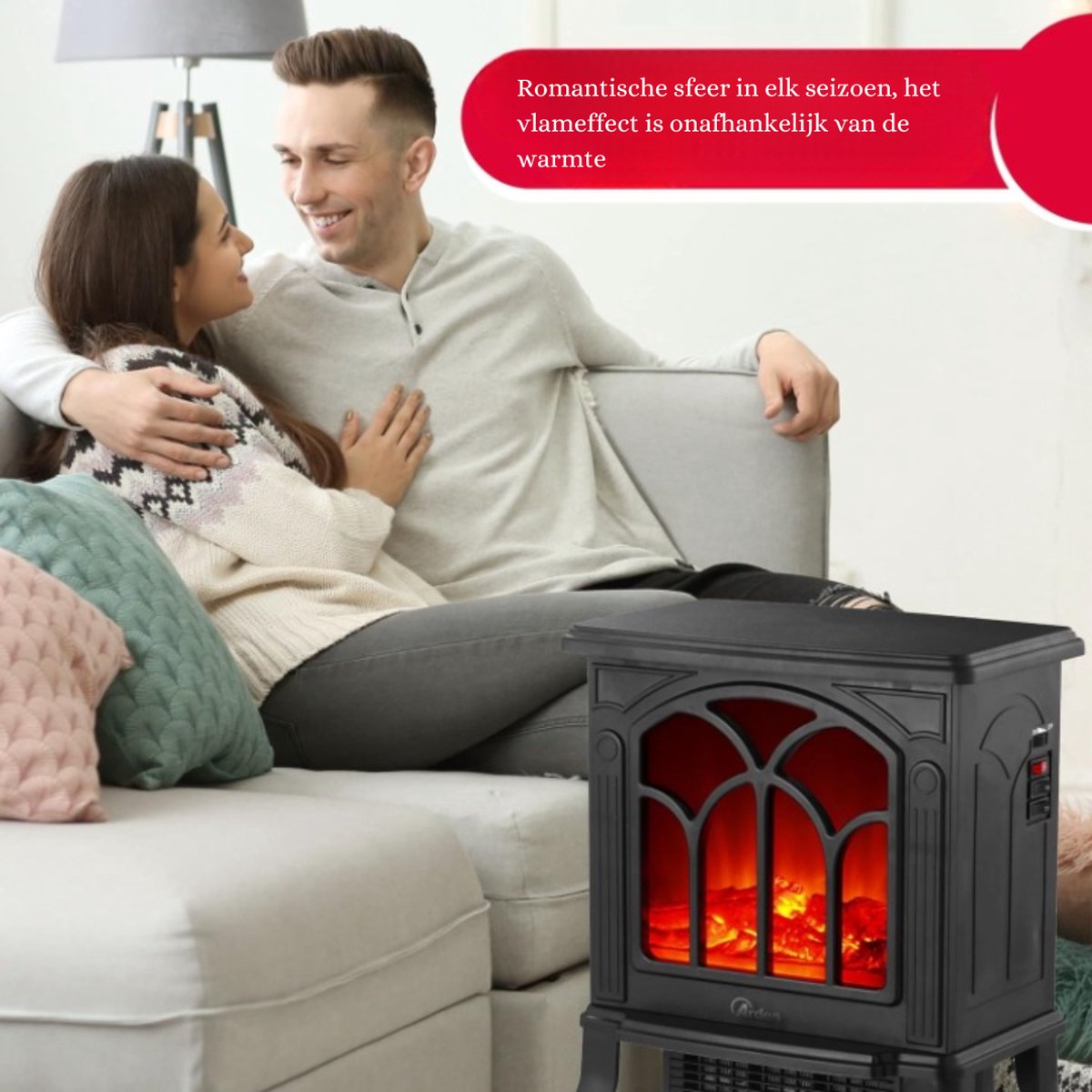 Elektrische Openhaard 102 cm Wand- en Vrijstaand Model 900/1800 W