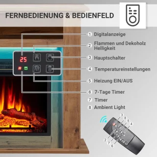 Elektrische Openhaard Donker Eiken