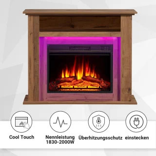 Elektrische Openhaard Donker Eiken