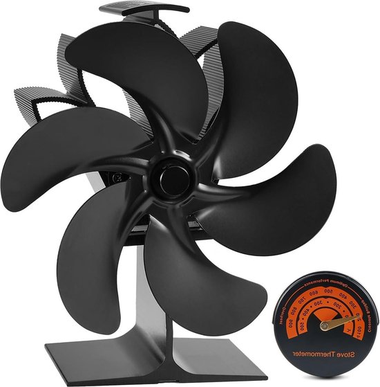 Elektrische openhaardventilator 6-blads warmteaangedreven ovenventilator
