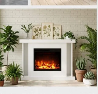 Elektrische sfeerhaard 120x84x38 cm Arqam FlameVista Luxe Pro – vrijstaand wit design
