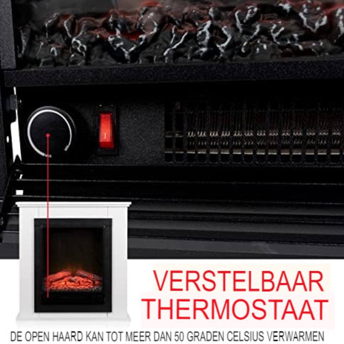 Elektrische sfeerhaard 1800W 70x22x71 cm vrijstaand