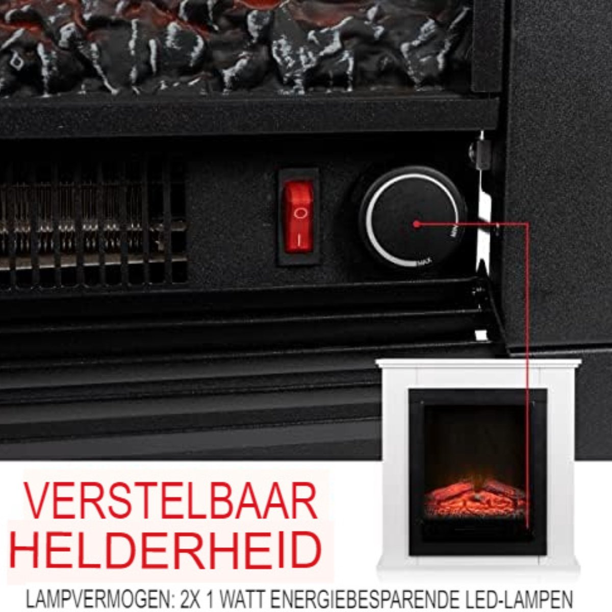 Elektrische sfeerhaard 1800W 70x22x71 cm vrijstaand