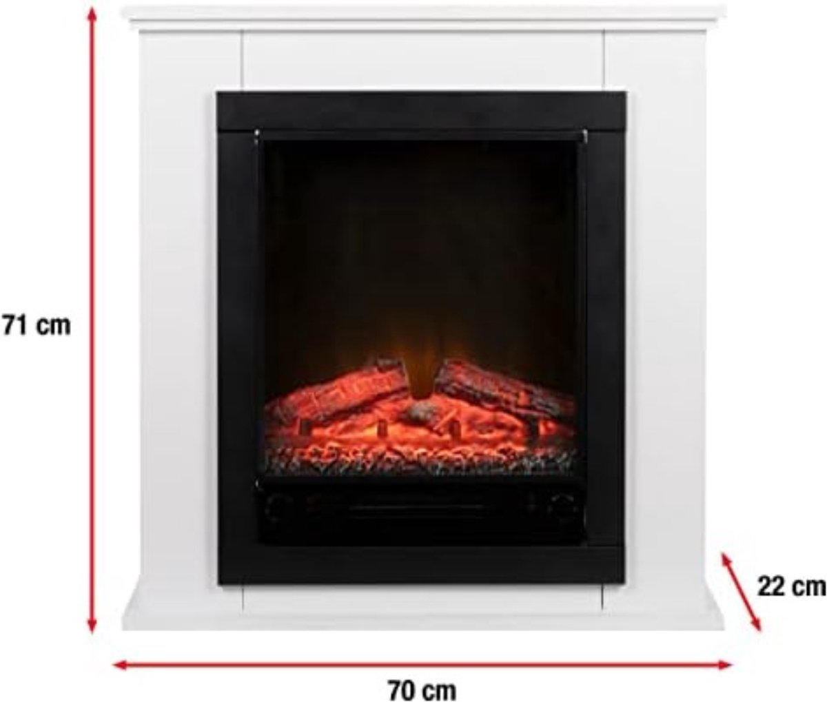Elektrische sfeerhaard 1800W 70x22x71 cm vrijstaand