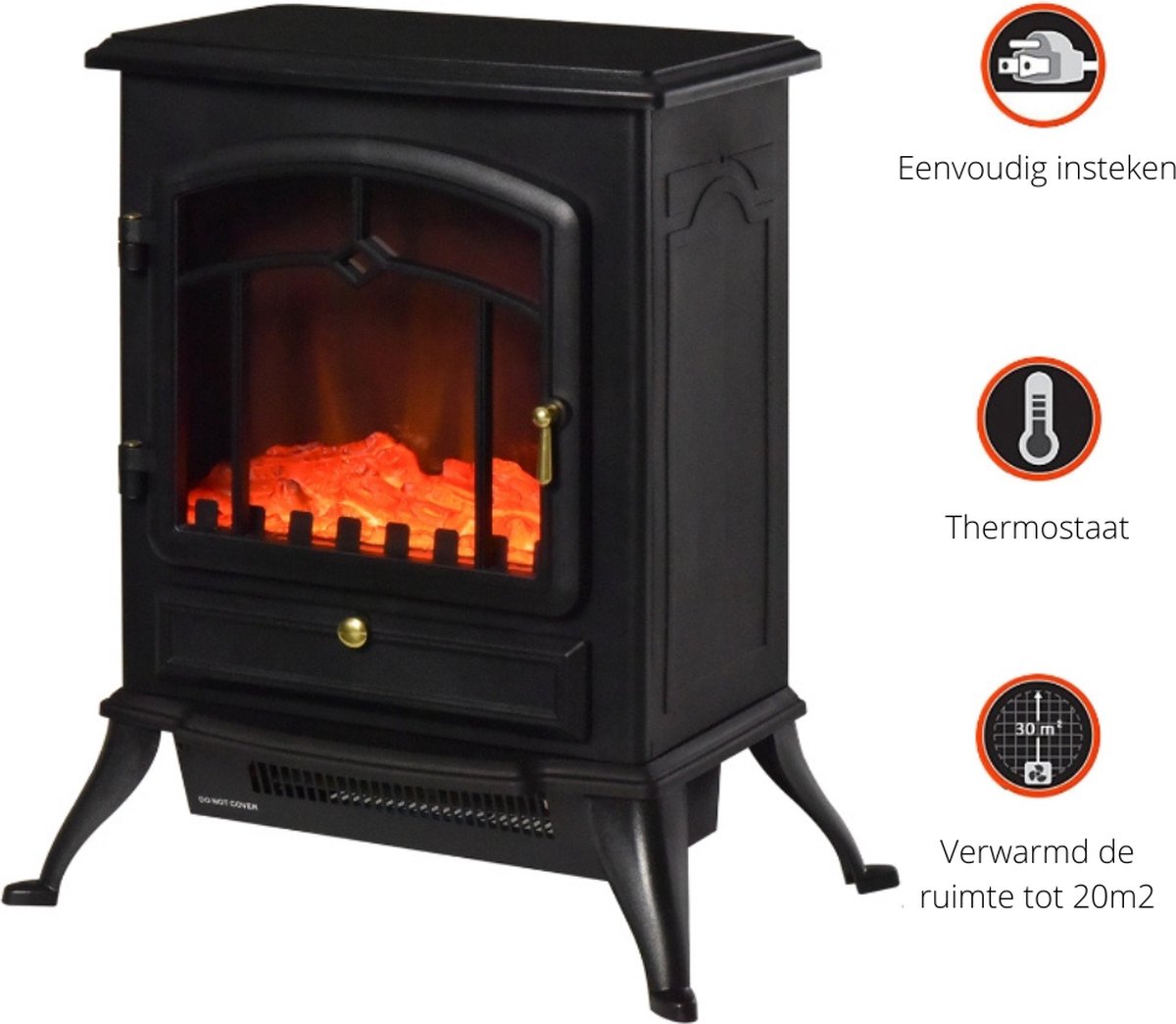 Elektrische sfeerhaard 1850W zwart