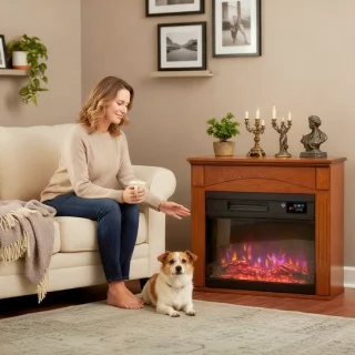 Elektrische sfeerhaard 2000W bruin