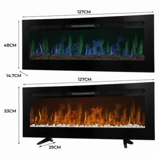Elektrische sfeerhaard inbouwhaard – 127 cm – zwart