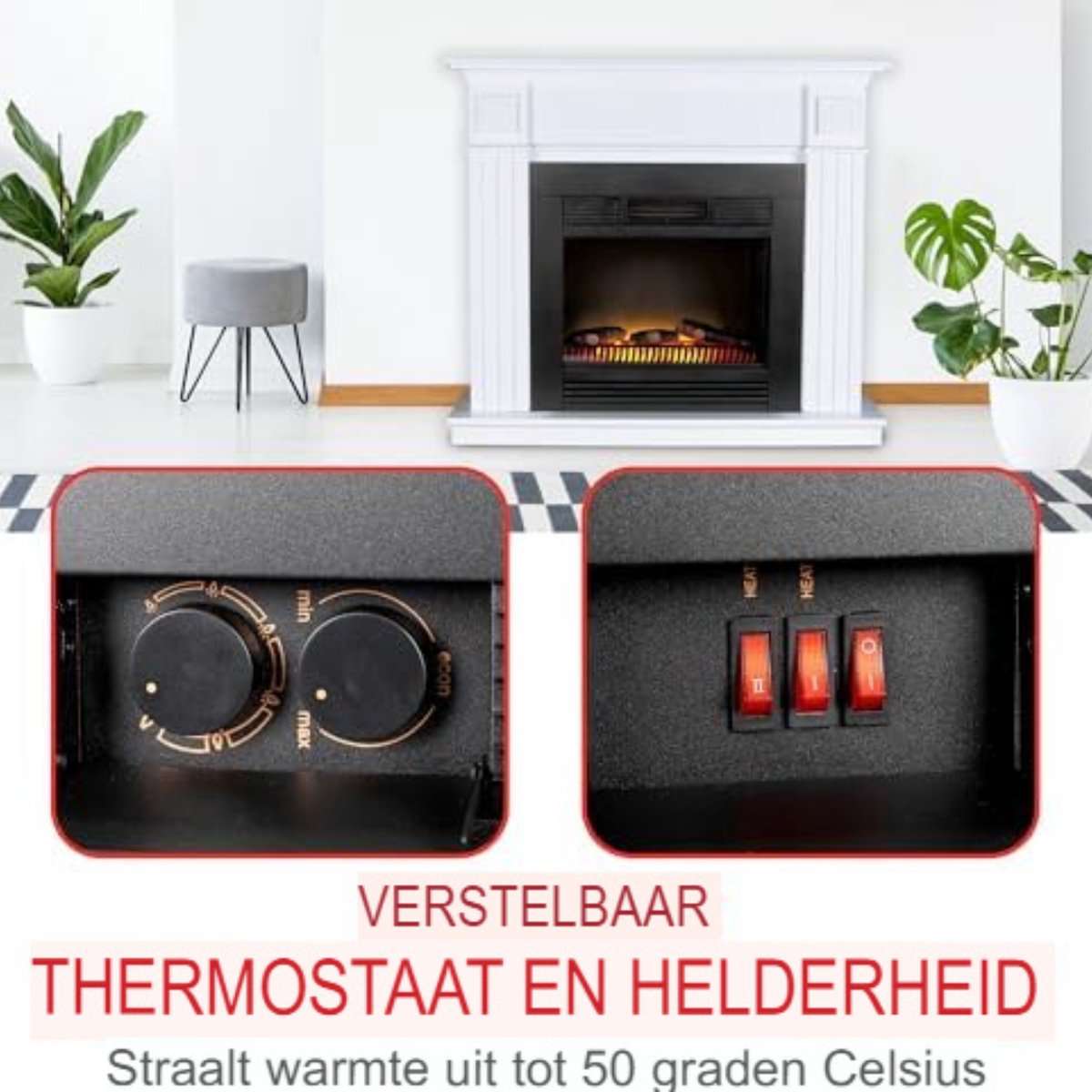 Elektrische sfeerhaard kachel 1800W zwart 23x66x62 cm
