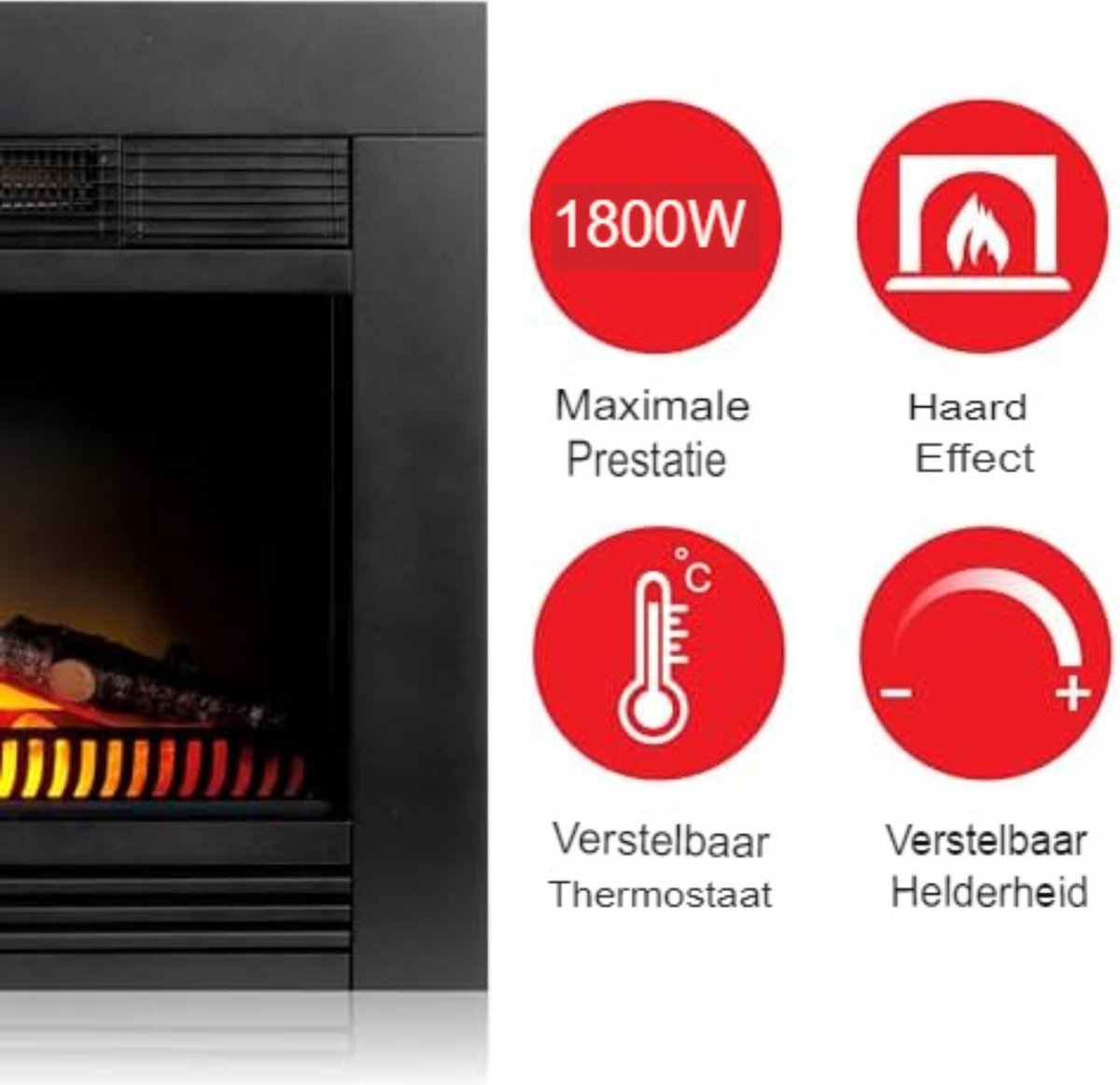 Elektrische sfeerhaard kachel 1800W zwart 23x66x62 cm
