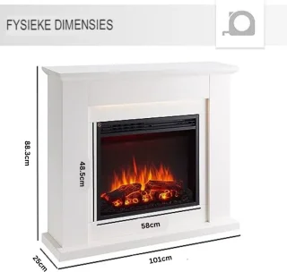 Elektrische sfeerhaard kachel 2000W wit