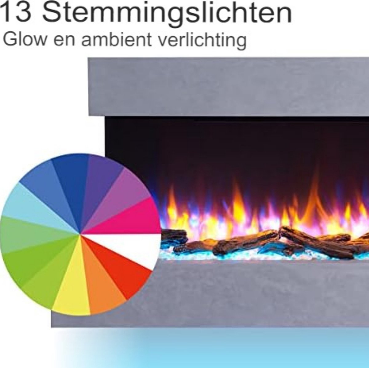 Elektrische sfeerhaard kachel grijs 25x110x57,3 cm 2000W