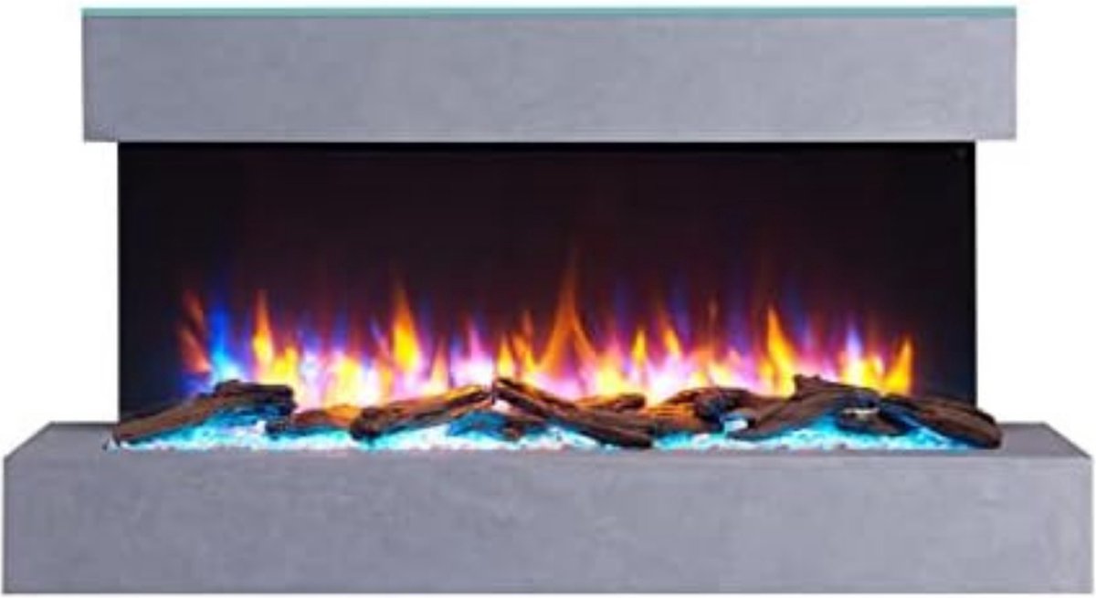 Elektrische sfeerhaard kachel grijs 25x110x57,3 cm 2000W