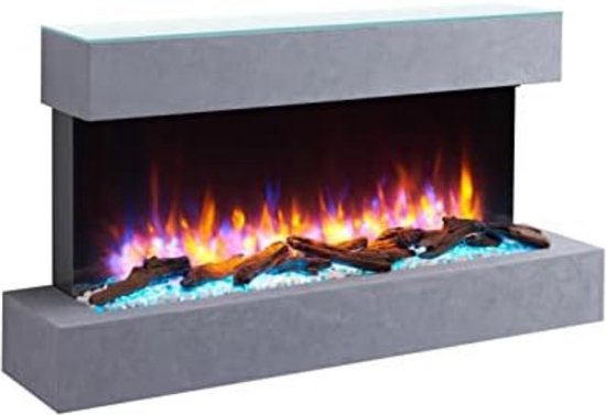 Elektrische sfeerhaard kachel grijs 25x110x57,3 cm 2000W