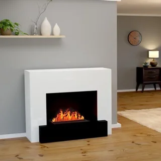 Elektrische sfeerhaard, vrijstaand, wit, hout, voor binnen