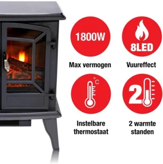Elektrische sfeerhaard vrijstaand - zwart - metaal - voor binnen