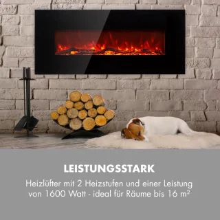 Elektrische sfeerhaard wandmontage 128 cm zwart