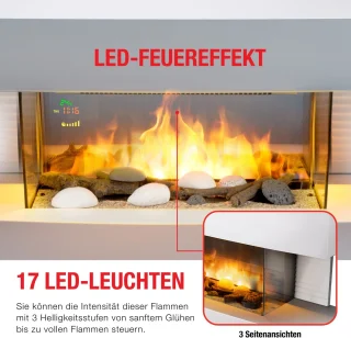 Elektrische sfeerhaard wandmontage 2000W wit
