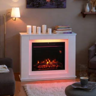 Elektrische sfeerhaard zwart en wit, 98x25x80 cm