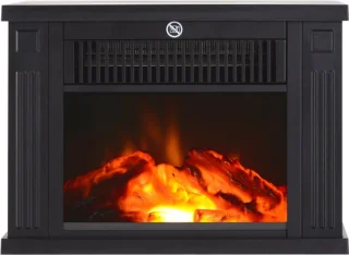 Elektrische sfeerhaard zwart met thermostaat 600W/1200W