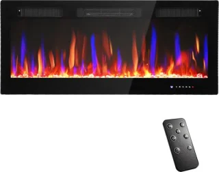Elektrische wandhaard 106 cm zwart