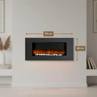 Elektrische wandhaard 2000w van abtkantoor Vancouver serie, 105,5 cm zwart