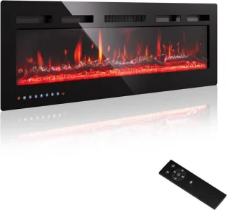 Elektrische wandhaard 92 cm zwart