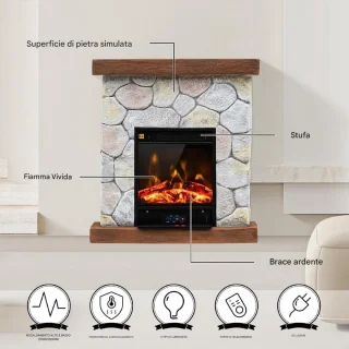 Elektrische Wandhaard Houten Frame