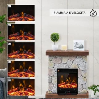Elektrische Wandhaard Houten Frame