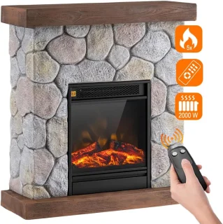 Elektrische Wandhaard Houten Frame