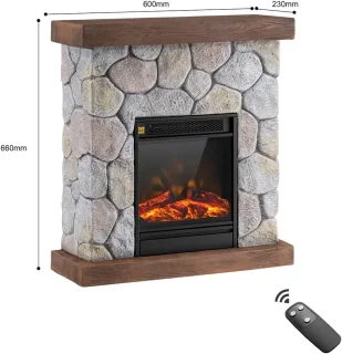 Elektrische Wandhaard Houten Frame