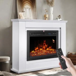Elektrische Wandhaard Houten Frame