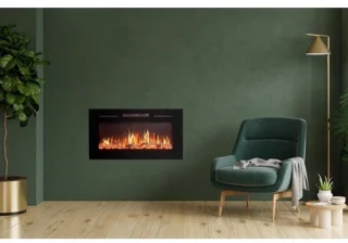 Elektrische wandhaard inbouw 914 cm breed zwart