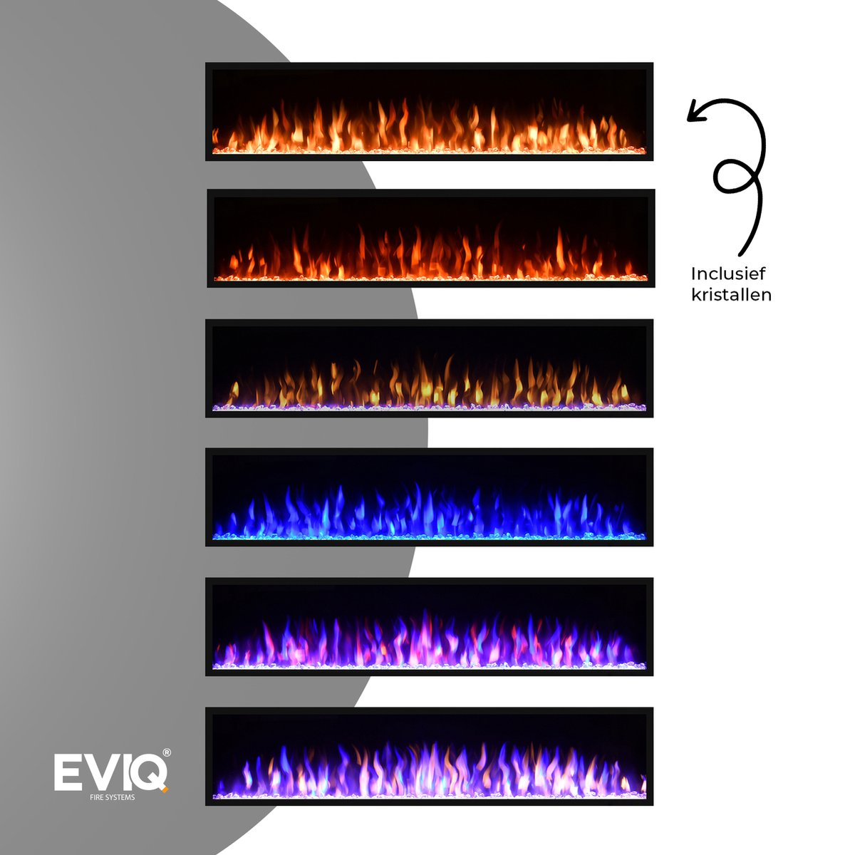 EVIQ Deluxe 100 inch Elektrische Sfeerhaard Zwart