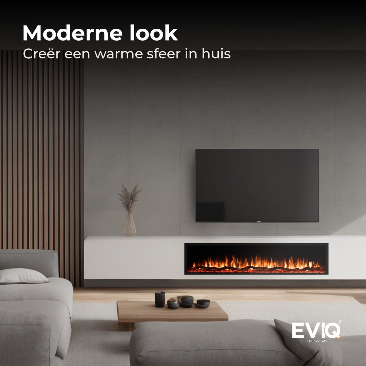 EVIQ Deluxe 100 inch Elektrische Sfeerhaard Zwart