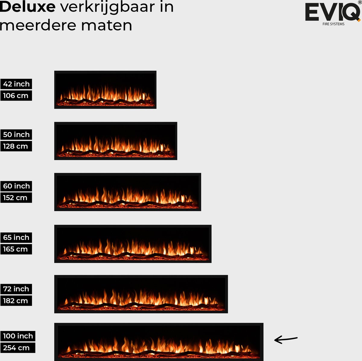 EVIQ Deluxe 100 inch Elektrische Sfeerhaard Zwart
