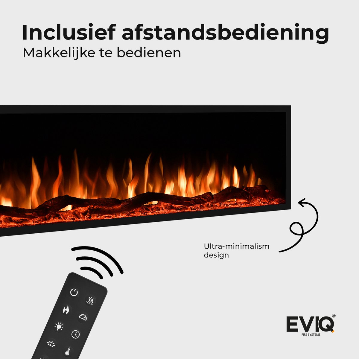 EVIQ Deluxe 42 inch Elektrische Sfeerhaard Zwart