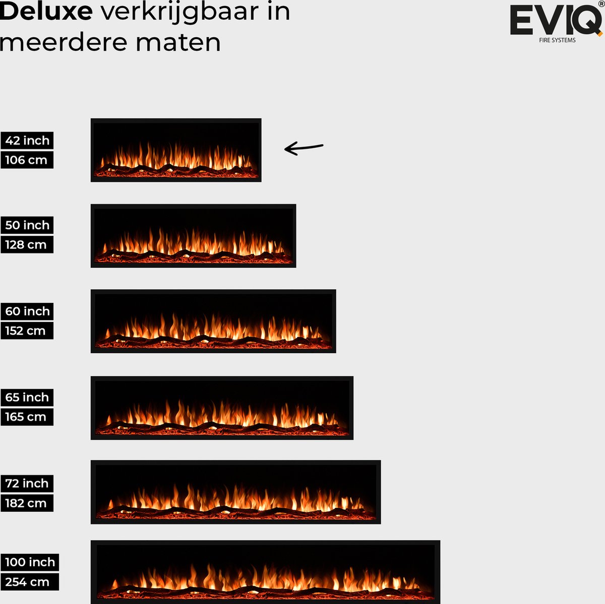 EVIQ Deluxe 42 inch Elektrische Sfeerhaard Zwart