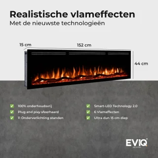 EVIQ Diamond 60 inch Elektrische Sfeerhaard Zwart
