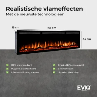 EVIQ Diamond 65 inch elektrische sfeerhaard zwart