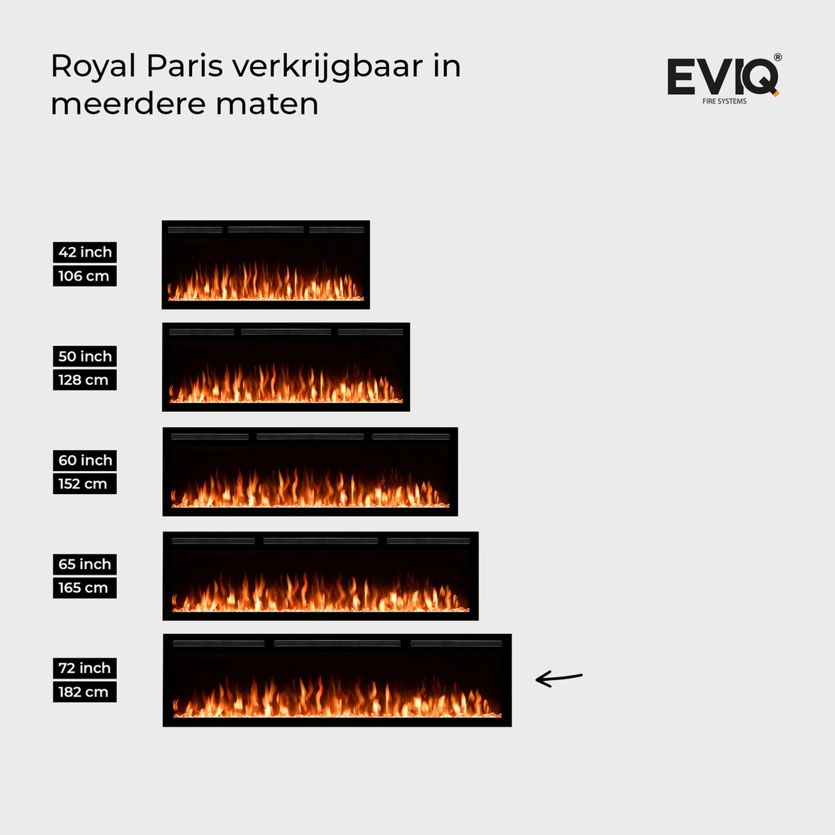 EVIQ Diamond 72 inch Elektrische Sfeerhaard Zwart