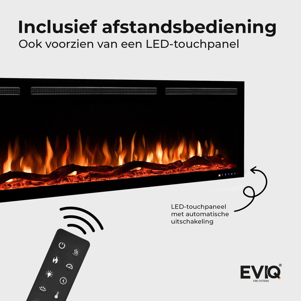 EVIQ Diamond 72 inch Elektrische Sfeerhaard Zwart