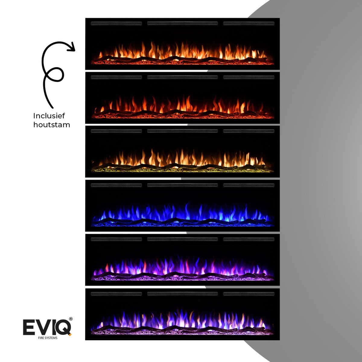EVIQ Diamond 72 inch Elektrische Sfeerhaard Zwart