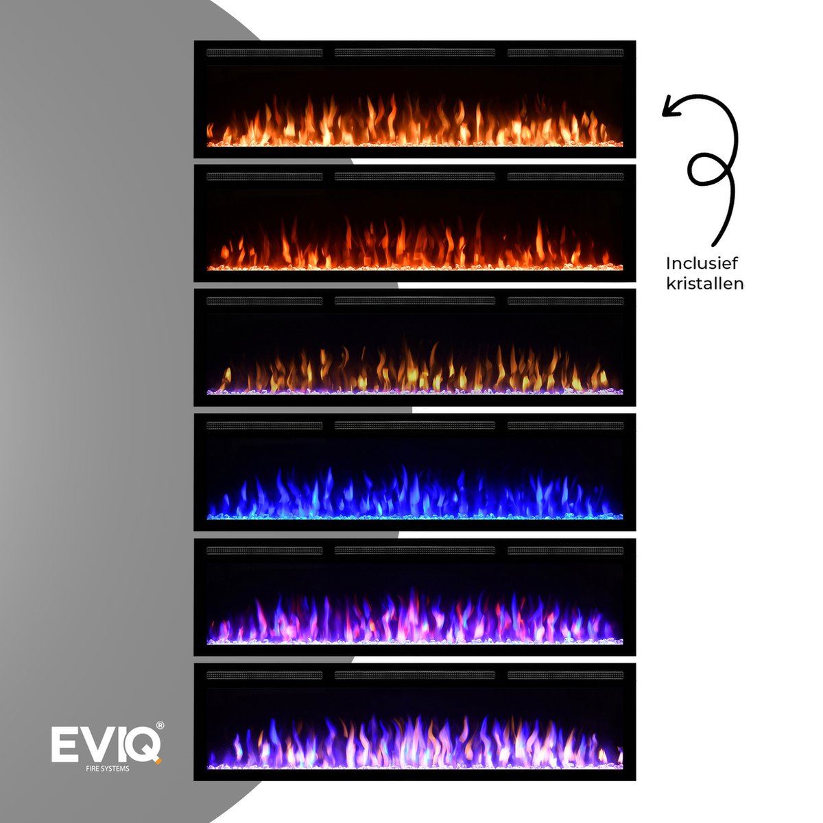 EVIQ Diamond 72 inch Elektrische Sfeerhaard Zwart