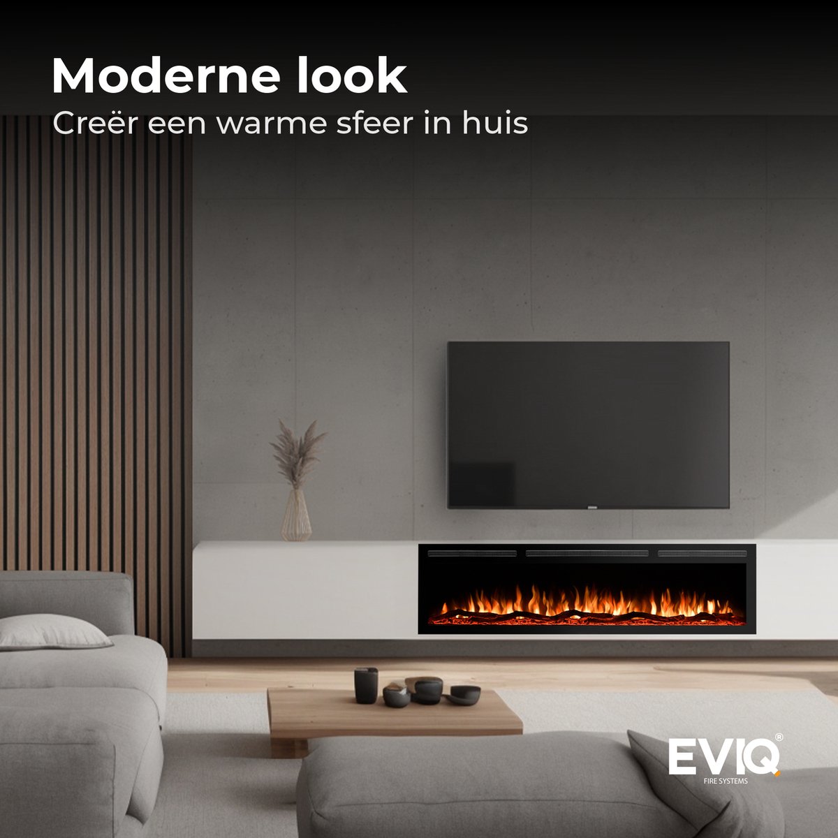 EVIQ Diamond 72 inch Elektrische Sfeerhaard Zwart