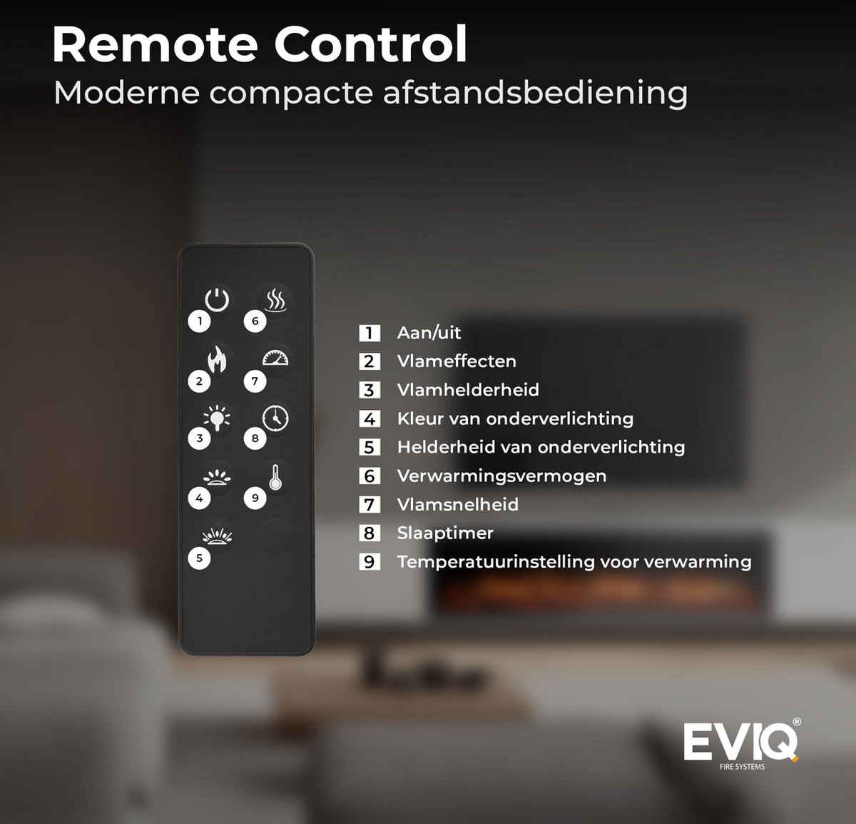 EVIQ Diamond 72 inch Elektrische Sfeerhaard Zwart