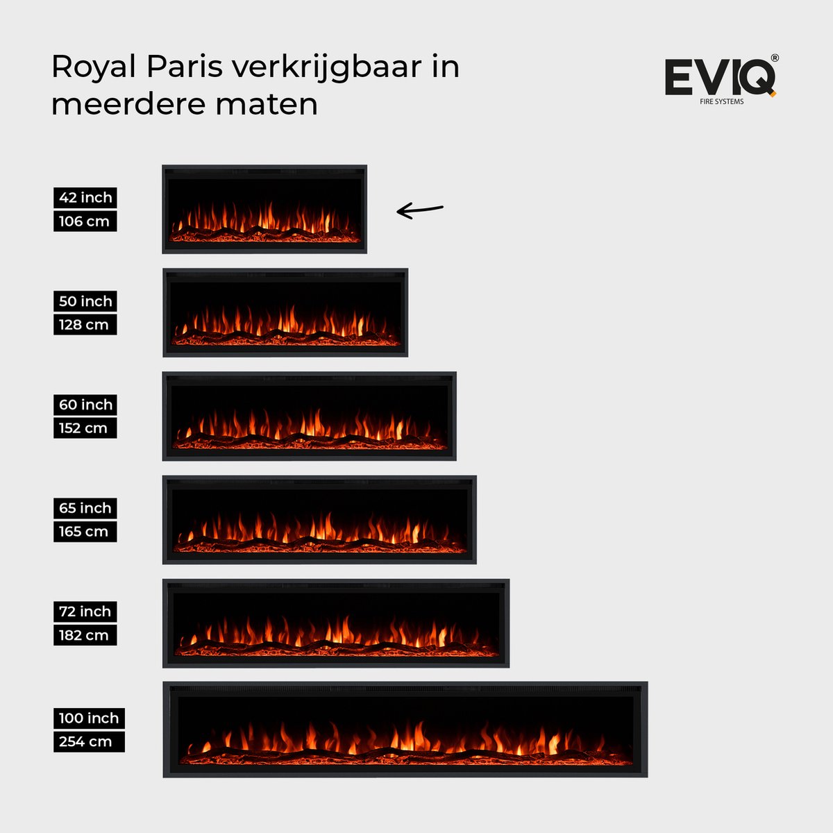 EVIQ Royal Paris 42 inch elektrische sfeerhaard zwart