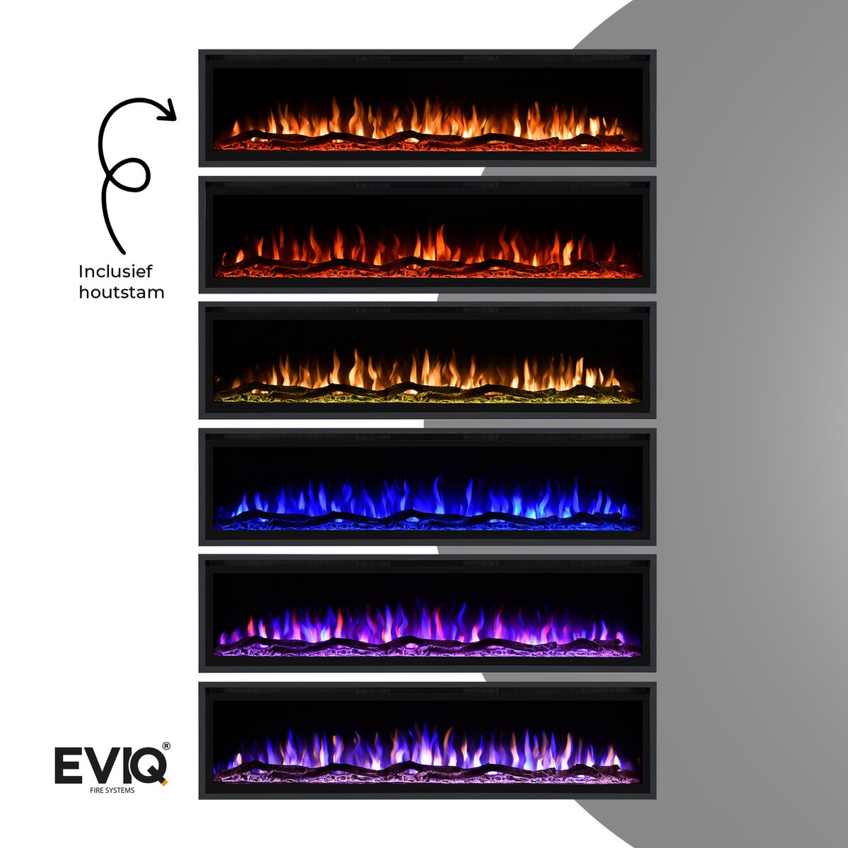 EVIQ Royal Paris 72 inch Elektrische Sfeerhaard Zwart